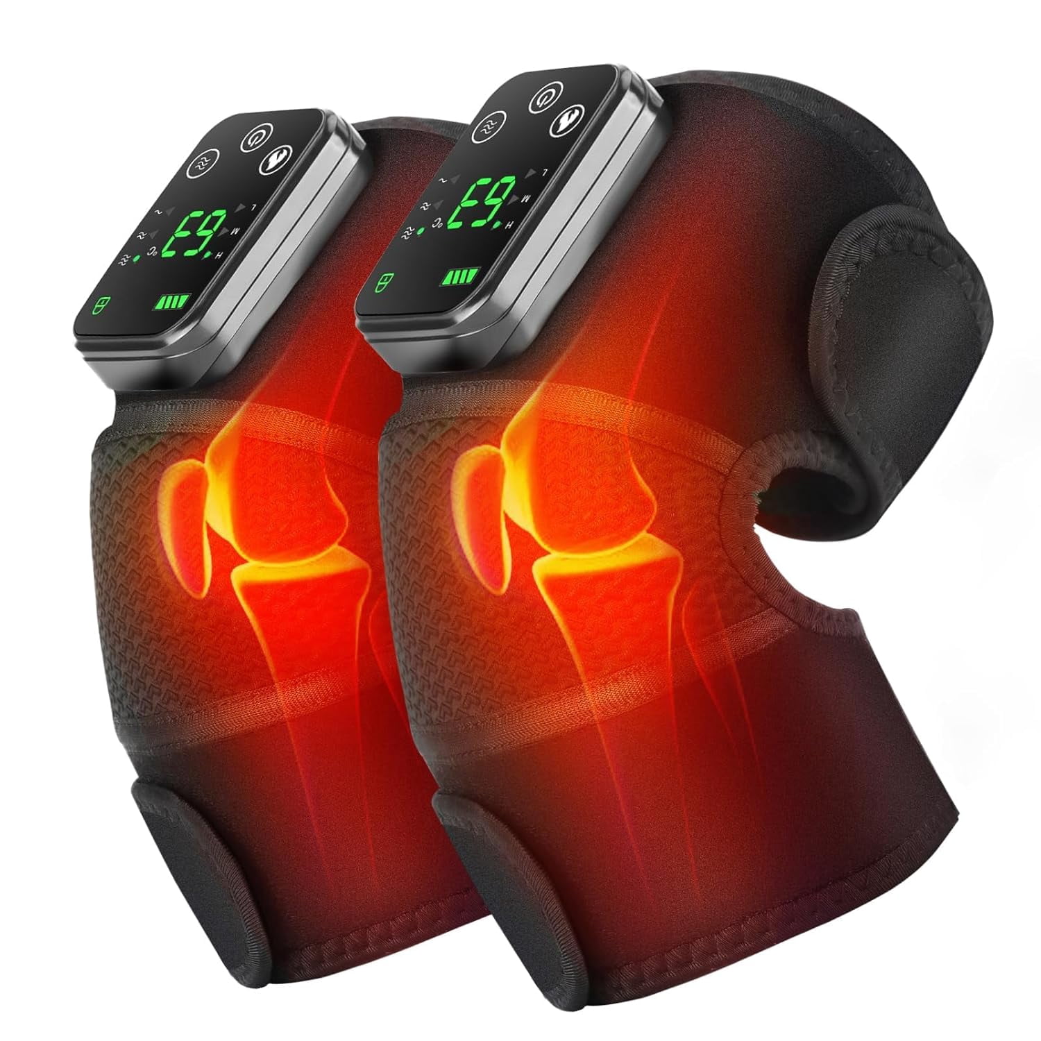 Heated Knee Massager for Pain Relief, Portable Knee Brace with Heat to Keep Knee Warms, Knee Heating Pad for Shoulder Elbow Knee 3 in 1 with Vibration