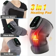 Heated Knee Massager,Shoulder Brace Wrap,Knee Heating Pad with Vibration, 3 Adjustable Eletric Knee Brace Wrap for Stress Relief 1 Pcs