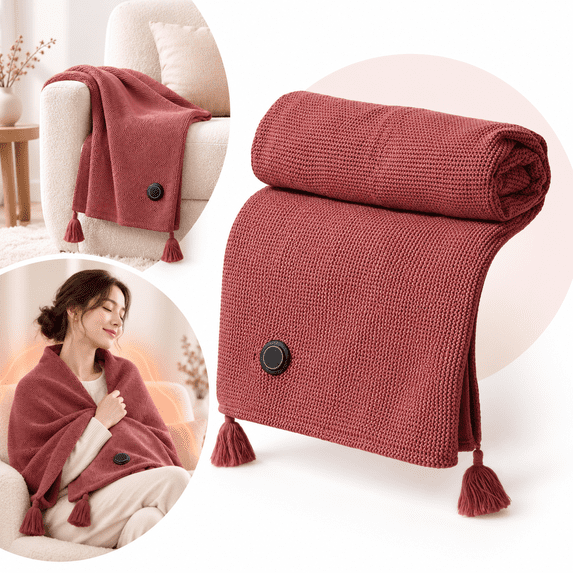 Heated Lap Blanket and Wearable Shawl, Hooded Electric Heating Blanket with Zipper and 3 Heat Levels for Office Work Sofa Lounging Travel and Home
