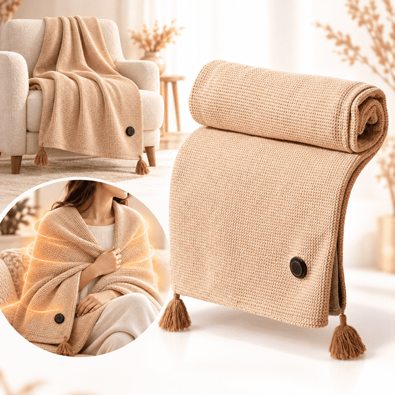 Heated Lap Blanket and Wearable Shawl, Hooded Electric Heating Blanket with Zipper and 3 Heat Levels for Office Work Sofa Lounging Travel and Home