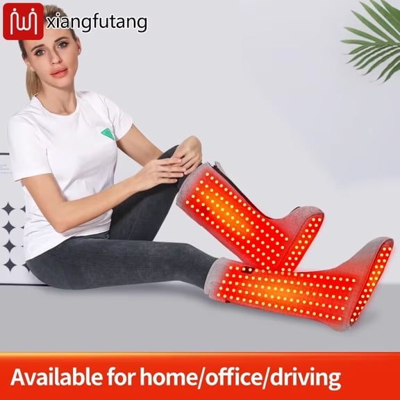 Heated Leg & Foot Massager Electric Warming Boots with Red Light, Full Calf to Foot Coverage, 3 Heat Levels, Auto-Off Timer, Washable, One Size, USB Powered, 2-Pack