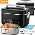 thumbnail image 1 of Heated Lunch Box, 5-Cup Electric Lunch Box for Adults, Rechargeable Heating Lunch Box with Scheduled Heating, Leak-Proof, Bonus Ice Pack & Insulated Bag for Work, Outdoor, Travel, Car, Office, 1 of 10