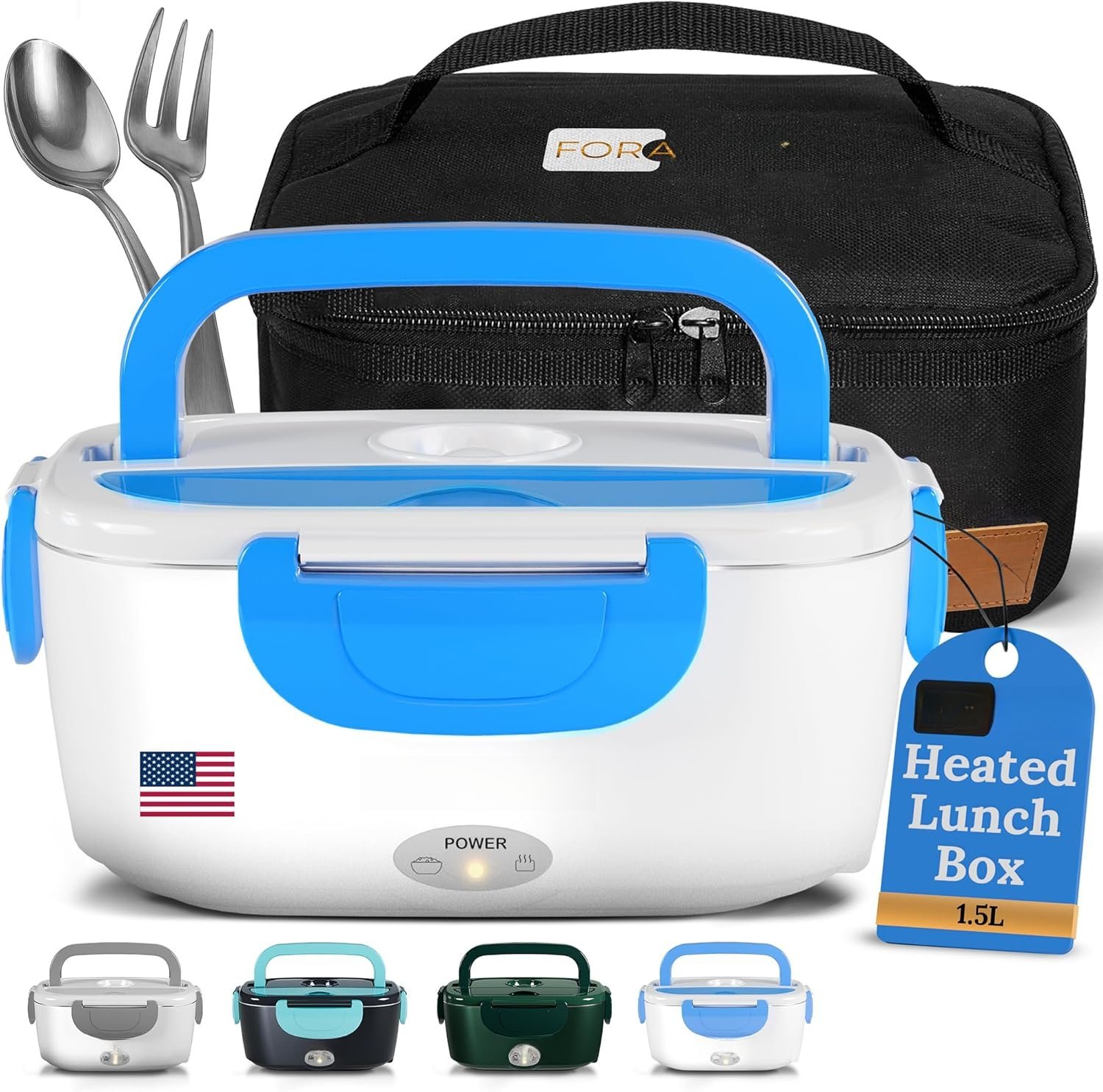 Heated Lunch Box, 80W , Portable Warmer with 1.5L Stainless Container ...