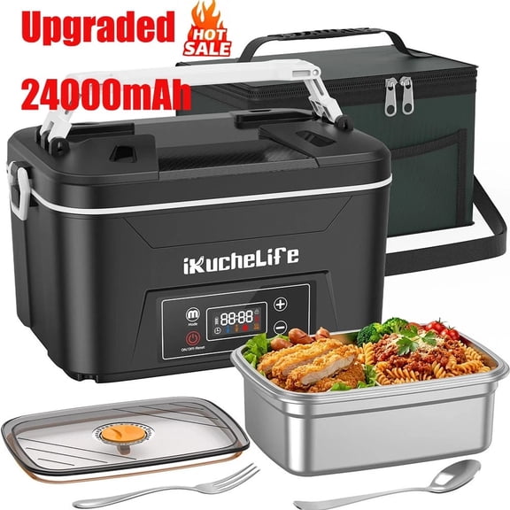 Heated Lunch Box ,Cordless Electric Lunch Box Rechargeable for Work,Fast Heating