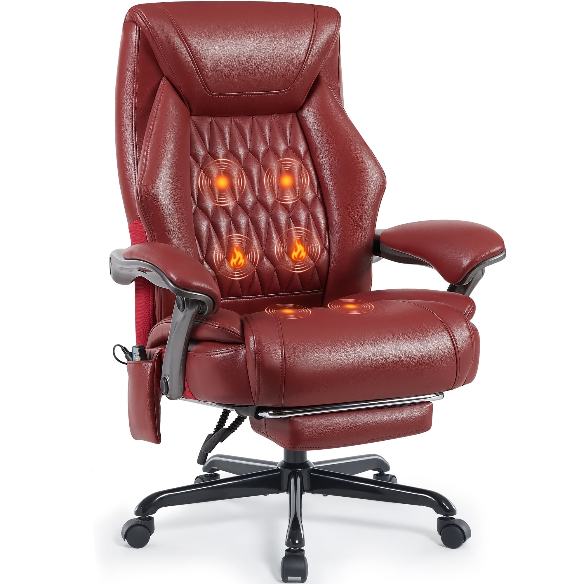 Heated Massage Office Chair with 6 Points Vibration, Reclining Ergonomic  Desk Chair with Footrest for Extra Comfort, PU Leather High Back Executive  ...