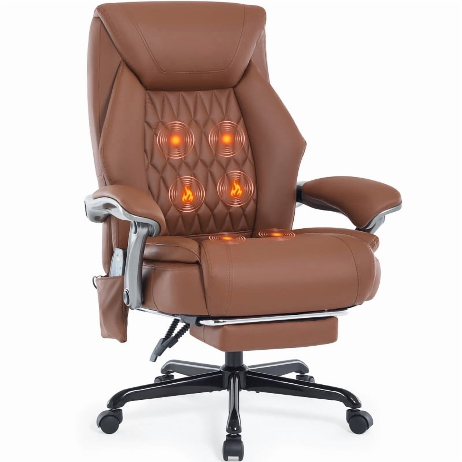 heated massage office chair with 6 vibration points Dropship HOMCOM Massage Executive Office Chair With 6 Vibration Points,  400LBS Heated Big And Tall Office Chair With Foot Rest And Lumbar Support,  Microfiber Reclining Computer Desk Chair, Gray to Sell Online main image 0