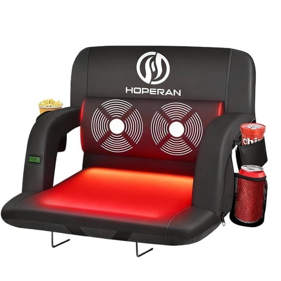 Heated & Massage Stadium Seat, 130F Heating, 6-Level Back Massage, 6-Position Recline, 21" Adjustable W Bleacher Chair