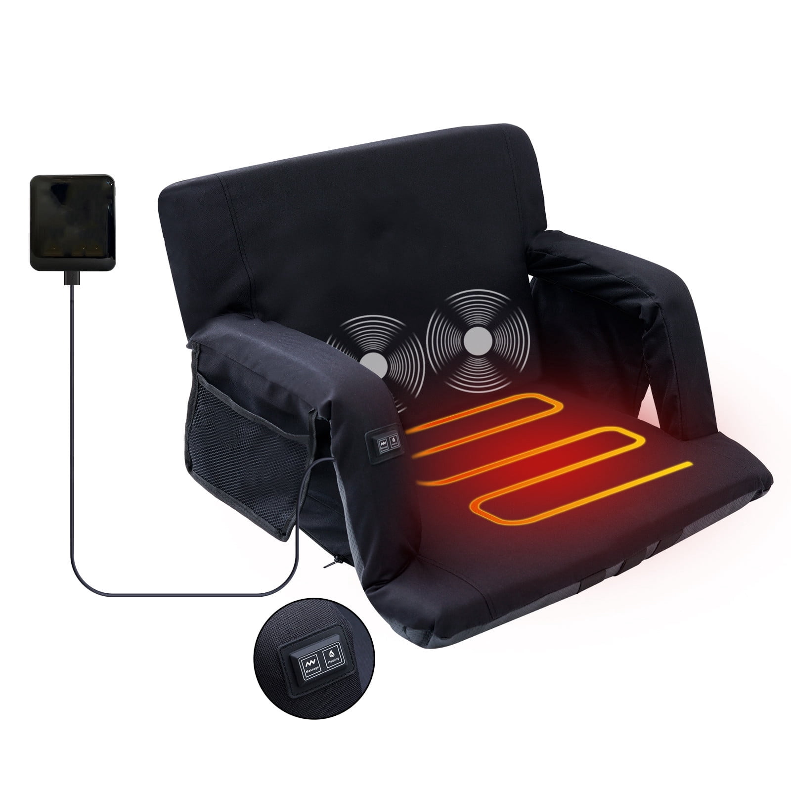 Muke Light MUKE Heated Massage Stadium Seat, Foldable Waterproof Chair, Ultralight ...