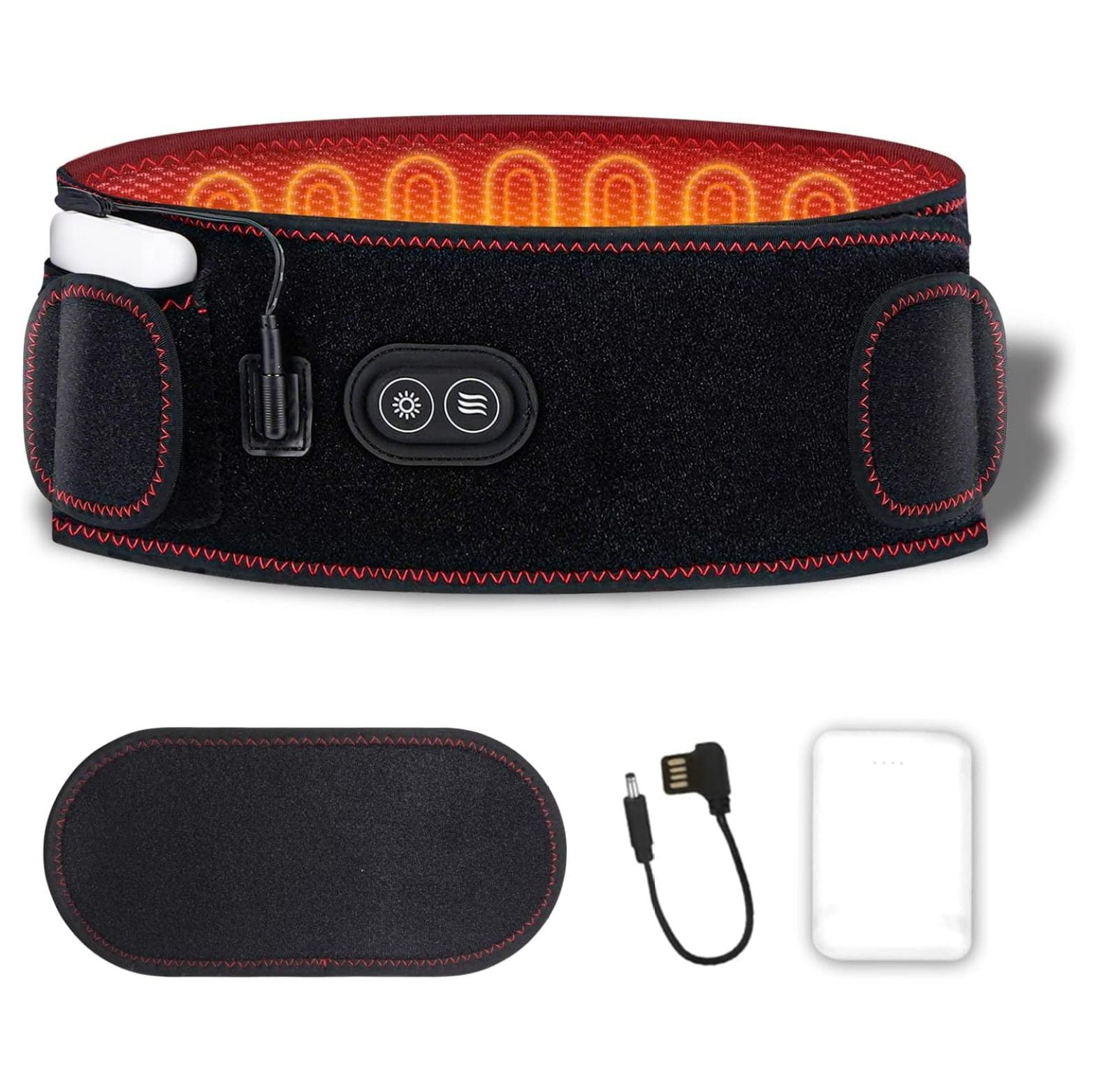 Heated Massage Waist Brace Large Heating Pad with Extension Belt