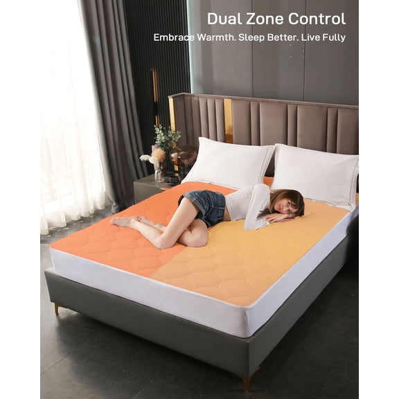 Heated Mattress Pad Calking Size - Electric Mattress Pad with Dual Control, Soft Blanket, Bed Warmer Sheets, 8 Heating Settings,1/2/10 Hours Auto Shut Off, 72" x84" Ellipse White