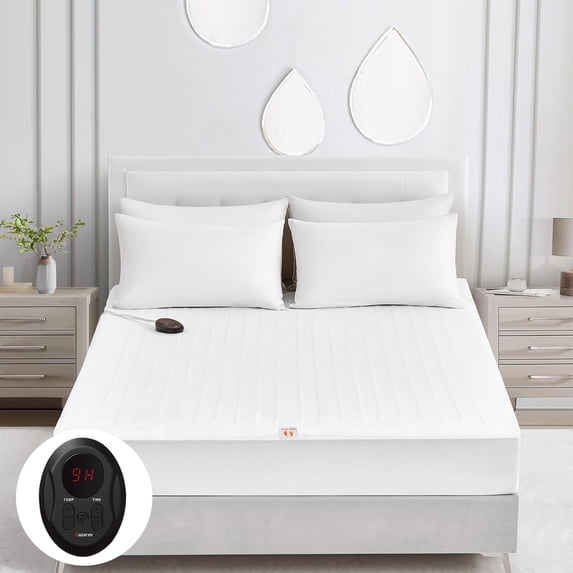 Bwarm Electric Heated Mattress Pad Full Size, 54" x 75", Bed Warmer, 9 Heat Settings, 1-12 Hours Auto Off, Deep Pocket, Fast Heating, Machine Washable, Soft and Cozy