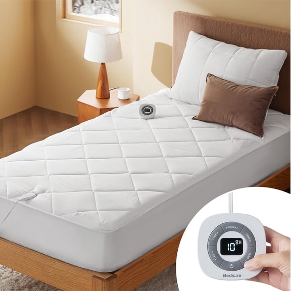 Heated Mattress Pad Full Size Diamond Quilted 54"x75" with 10 Heat Settings 12-Hour Auto Off and Preheat Function