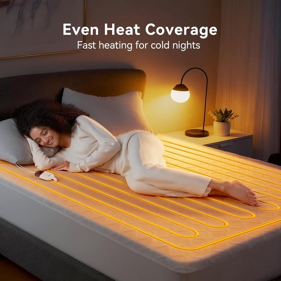 Heated Mattress Pad Full Size with Single Control, Electric Mattress Cover with 6 Heat Settings, 1-10 Hour Selectable Auto Shut-Off, 17" Deep Pocket, Washable, Soft Quilted Top
