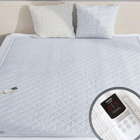 Heated Mattress Pad, Machine Washable, Auto 15 Hours Shut Off, 5 Heating Setting, Radiation Blocking, Wicking AeroSilver Material, Bed Warmer with Dual Controller, UL Listed (Duo)