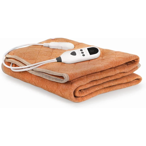 Heated Mattress Pad Mini Twin Size, 31.5" x 63" Electric Mattress Pad with Digital Controller, 9 Heat Settings, 1-6 Hours Auto Shut Off, Fast Heating, Machine Washable, Brown