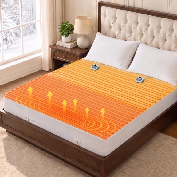 Heated Mattress Pad Queen with Enhanced Foot Zone Heating, Electric Mattress Pad with Fast Preheat, 10 Heat Settings & Auto Shut-Off Bed Warmer, Dual Control, 8"-18" Deep Pocket,Machine Washable
