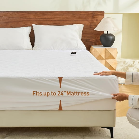 Heated Mattress Pad Queen Size with Dual Zone Control, 12 Heat Settings, 1-12H Timer, Preheat & Memory Function, Machine Washable Electric Bed Warmer, ETL & FCC Certified