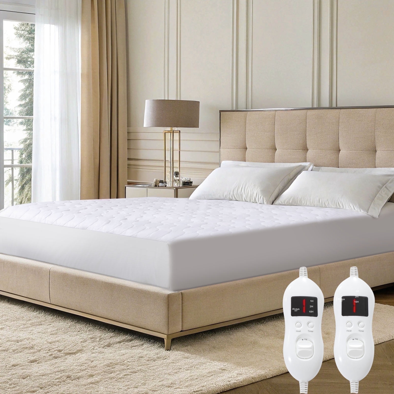 Heated Mattress Pad Queen Size - Electric Mattress Pad with Dual Control, 8 Heat Settings, Electric Blanket, Bed Warmer, 1-10-Hour Auto Shut Off, White, 60" x 80" - Walmart.com