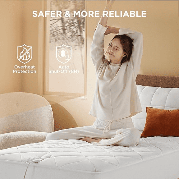 Heated Mattress Pad Twin - Bed Warmer with Memory & Preheat Functions, 12-Hour Auto Off & 10 Heat Settings, Single Controller, Fast Heating, Brushed Electric Mattress Pad Twin, 39"x75"