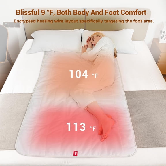 Heated Mattress Pad Twin Size, Foot Temp Diff Design & Preheat Function & Smart Downshift, Water-Resistant Bed  - 12 Heat & Timers Settings, Non-Slip Mattress Pads
