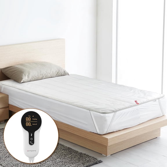 Heated Mattress Pad Twin Size, Foot Temp Diff Design & Preheat Function & Smart Downshift, Water-Resistant Bed Heater - 12 Heat & Timers Settings, Non-Slip Mattress Pads