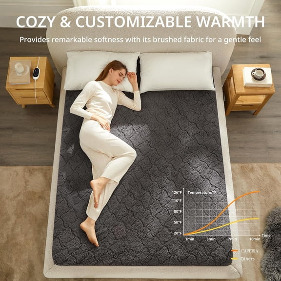Heated Mattress Pad Twin XL, Electric Mattress Pad with 9 Heat Settings, Memory Function, Fast Heating, 1-12 Hours Auto Off, Deep Pocket, Machine Washable, 39"x 80", Black