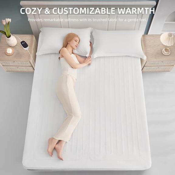 Heated Mattress Pad Twin XL Size Electric Bed Warmer with 9 Heat Settings and Auto Off Timer