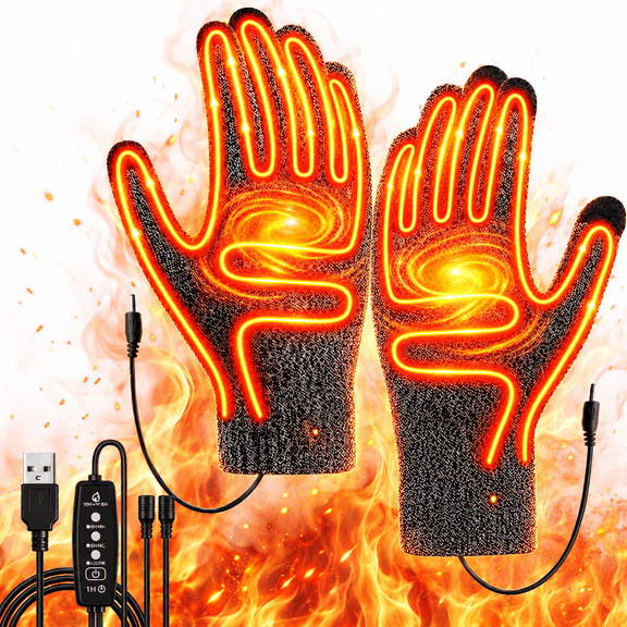 Heated Mitten Gloves, Electric Knitting Gloves Touchscreen, Cold Weather Rechargeable Electric Warm Gloves Winter Cycling, Washable Winter Gift(Grey)