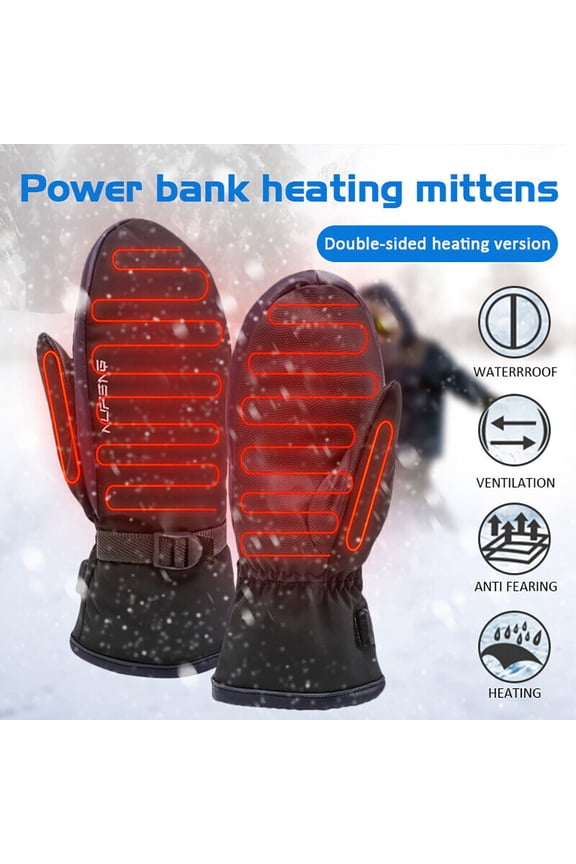 Heated Mittens Gloves for Men Women,USB Powered Heating Gloves with 3 Temperature Levels Outdoor Windproof Fleece Lined Hand Warm Gloves for Ski Snowboarding Fishing