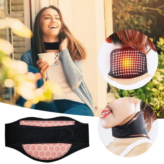 Heated Neck Brace for Neck Pain Relief and Support, Neck Support Brace with Graphene Heating Pad for Pressure Relief, Adjustable Soft Foam Neck Cervical Collar for Women and Men