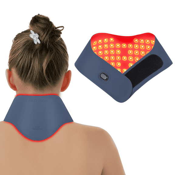 Heated Neck Massager – Cordless Wearable Shoulder Relaxer with Infrared Warmth, 3 Heat Levels, Auto-Off Timer, USB Powered, Blue
