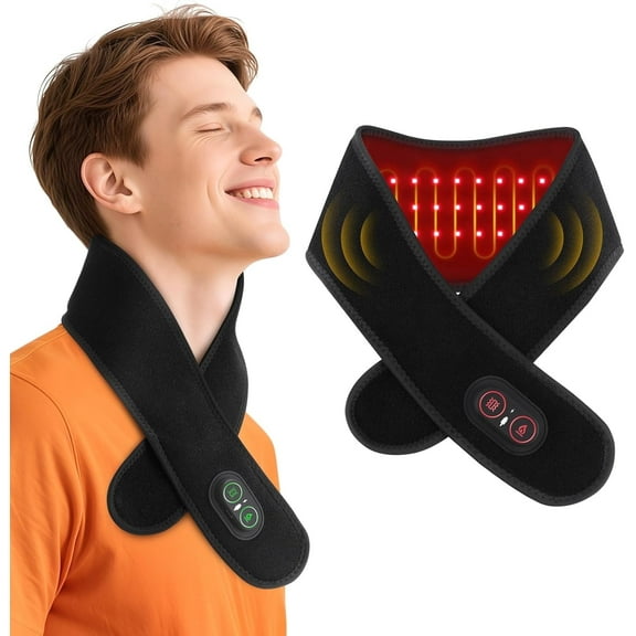 Heated Neck Wrap, Cordless Heated Neck Massager, Rechargeable Heated Scarf with 3000mAh Power Bank, 3 Heat Settings & Vibration Massage, Muscle Relaxation
