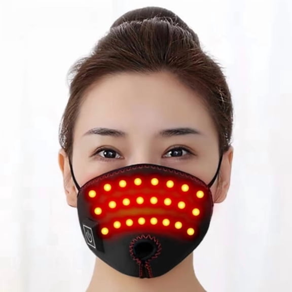 Heated Nose & Face Massager Red Light Warming Mask, Built-in Battery, 3 Heat Levels, Auto-Off Timer, Washable, USB Rechargeable, Portable Sinus Comfort