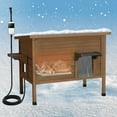 Heated Outdoor Cat House Insulated with Heating Pad Weatherproof
