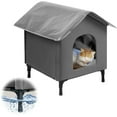 Heated Outdoor Cat House for Winter, Weatherproof Outside Feral Cat Shelter with Timer