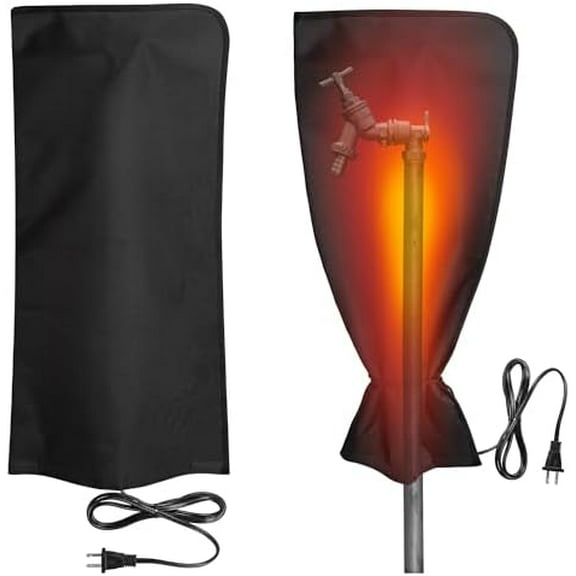 Heated Outdoor Faucet Covers for Winter, 25.1" x 11.8" Waterproof Insulated Spigot Cover Freeze Protection, Reusable Garden Pipe Wrap Insulation Faucet Socks for Outside Lawn Yard Water Faucets