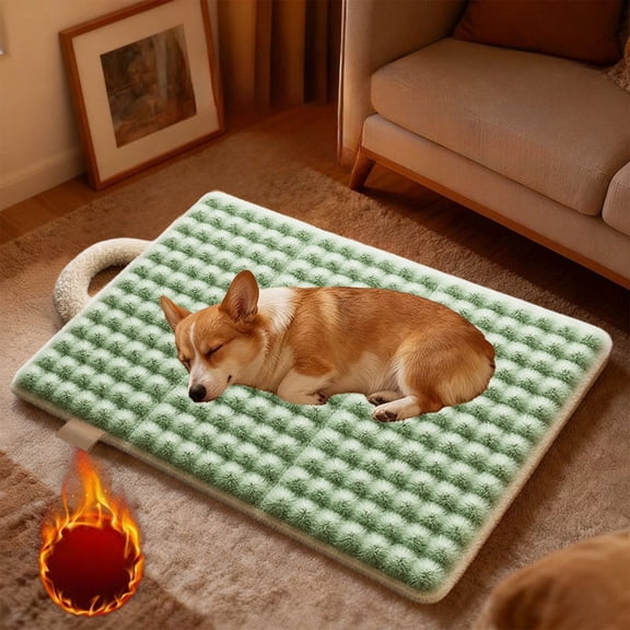 Heated Pet Mat, 23.62x15.75in Thermal Bed Pad with Contoured Bolster, Non-Slip Orthopedic Cushion for Cats and Medium Dogs, Self-Warming Winter Sleeper