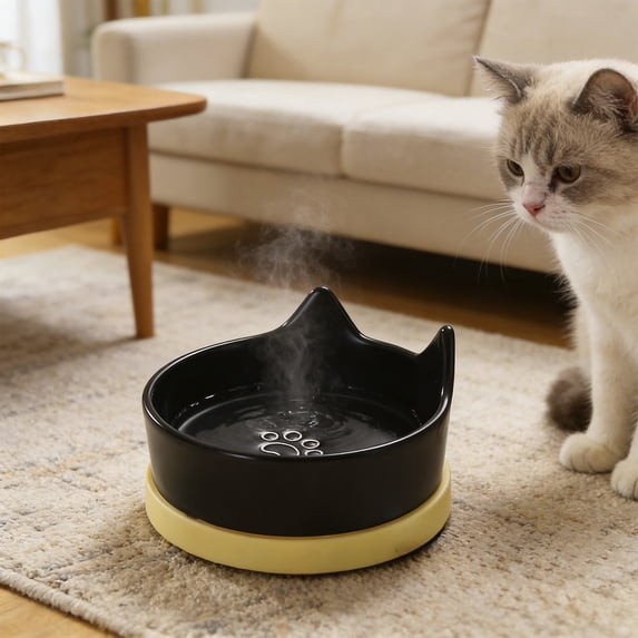 Heated Pet Water Bowl for Dogs Cats Chickens Ducks Birds with Chew Resistant Cord, Ceramic Constant Temperature Outdoor Winter Water Dish