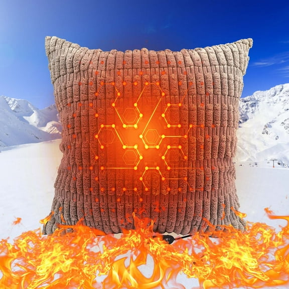 Heated Pillow Cushion Cover, Lumbar Support Pillow, Microplush Heated Pillow with 5 Temperature Settings, Back Pillow
