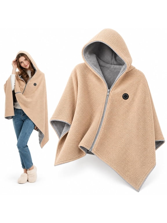 Heated Poncho, Portable Electric Heating Wrap Shawl for Warmth and Comfort