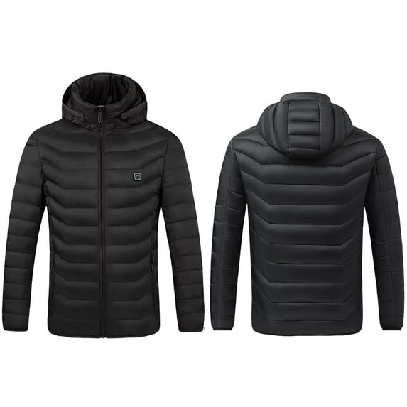 Heated Puffer Jacket for Men Women 21 Heating Zones Hooded Coat USB Heating Outerwear Winter Warm Solid Color Coats with Pockets