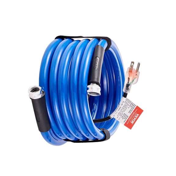 Heated RV Water Hose 15ft, Freeze Protection to -45°F, Self-Regulating, 5/8" ID with 3/4" GHT Fittings, Drinking Water Safe, Lead Free, BPA Free (Bilingual Packaging)