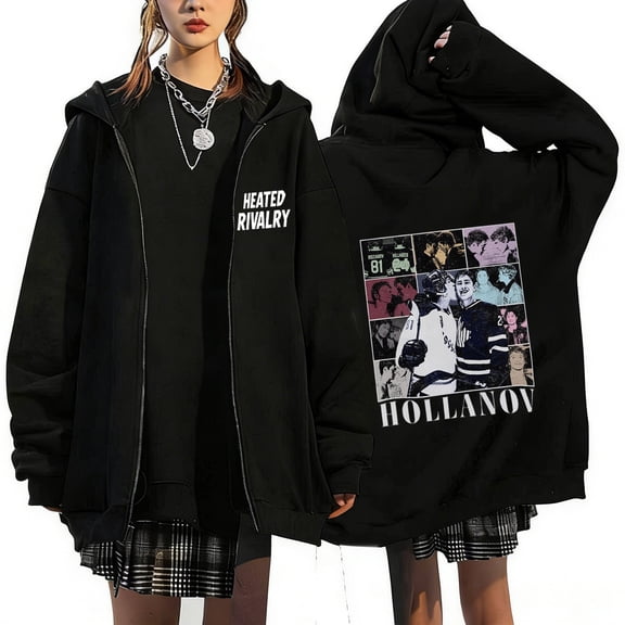 Heated Rivalry Clothes, Heated Rivalry Jacket, Heated Rivalry Stuff, Heated Rivalry Hoodie, Heated Rivalry Zip Up Hoodies for Women 2026 Spring Soft Jackets Casual Sweatshirts With Pocket, Black L