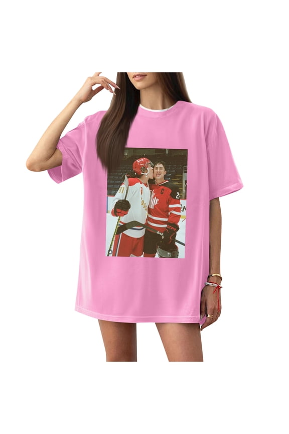 Heated Rivalry Hockey Jerseys, Heated Rivalry Merch T-Shirt Casual Crew Neck Short Sleeved Unisex Shirts XXL Pink XXL