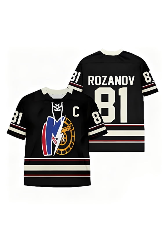 Heated Rivalry Inspired Hockey Jersey Shirt , Vintage Shirt Sleeve Relaxed Fit Tee Tops With Rozanov 81 Prints, Unisex Fashionable Sports Jerseys For The Movies, Featuring Competition XL Blue
