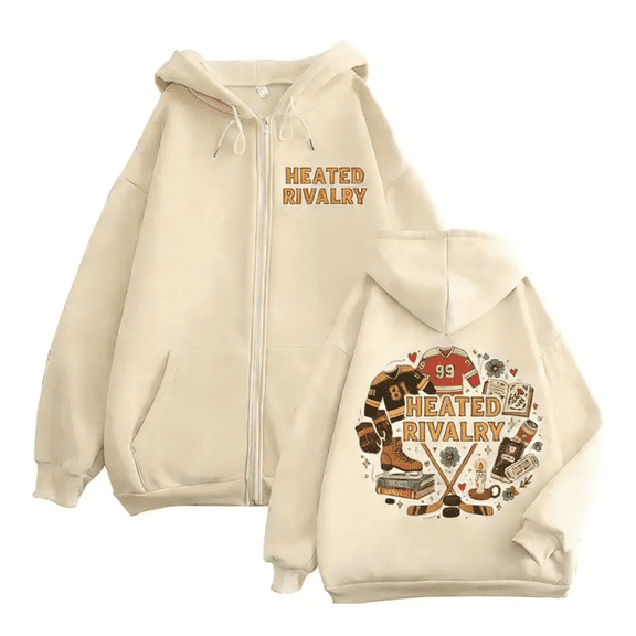 Heated Rivalry Jacket, Heated Rivalry Clothes, Heated Rivalry Hoodie, Heated Rivalry Merch, Heated Rivalry Women's Ultimate Full-Zip Hoodie, Women's Hooded Polyester Sweatshirt With Zipper, Beige L