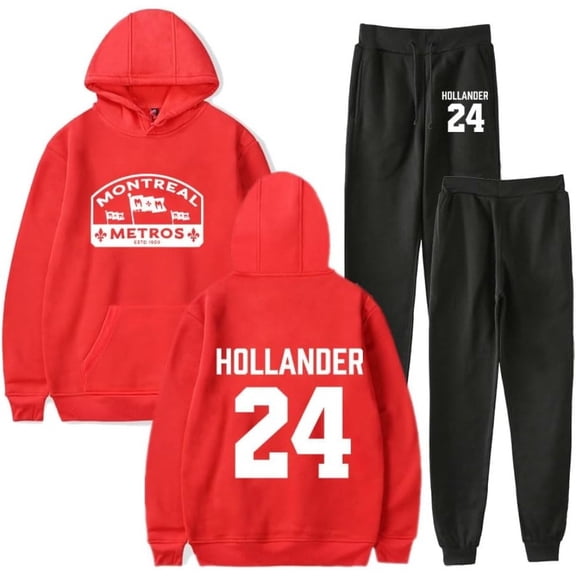 Heated Rivalry Merch Hollander 24 Print Hoodie Jogger Set – Unisex 2-Piece Casual Pullover Sweatshirt & Pants  for TV Series Fans