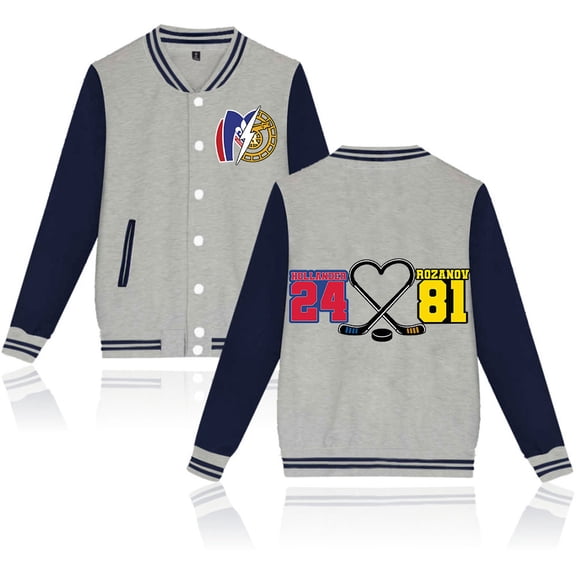 Heated Rivalry Merch Hollander 24 Rozanov 81 CP Print Baseball Jacket – Unisex Long Sleeve Coat, Casual Streetwear for TV Series Fans