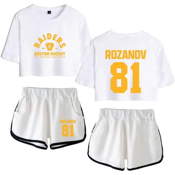 Heated Rivalry Merch Rozanov 81 Print Print 2-Piece Outfit – Women’s Crop T-Shirt and Shorts Set , Casual Streetwear for TV Series Fans
