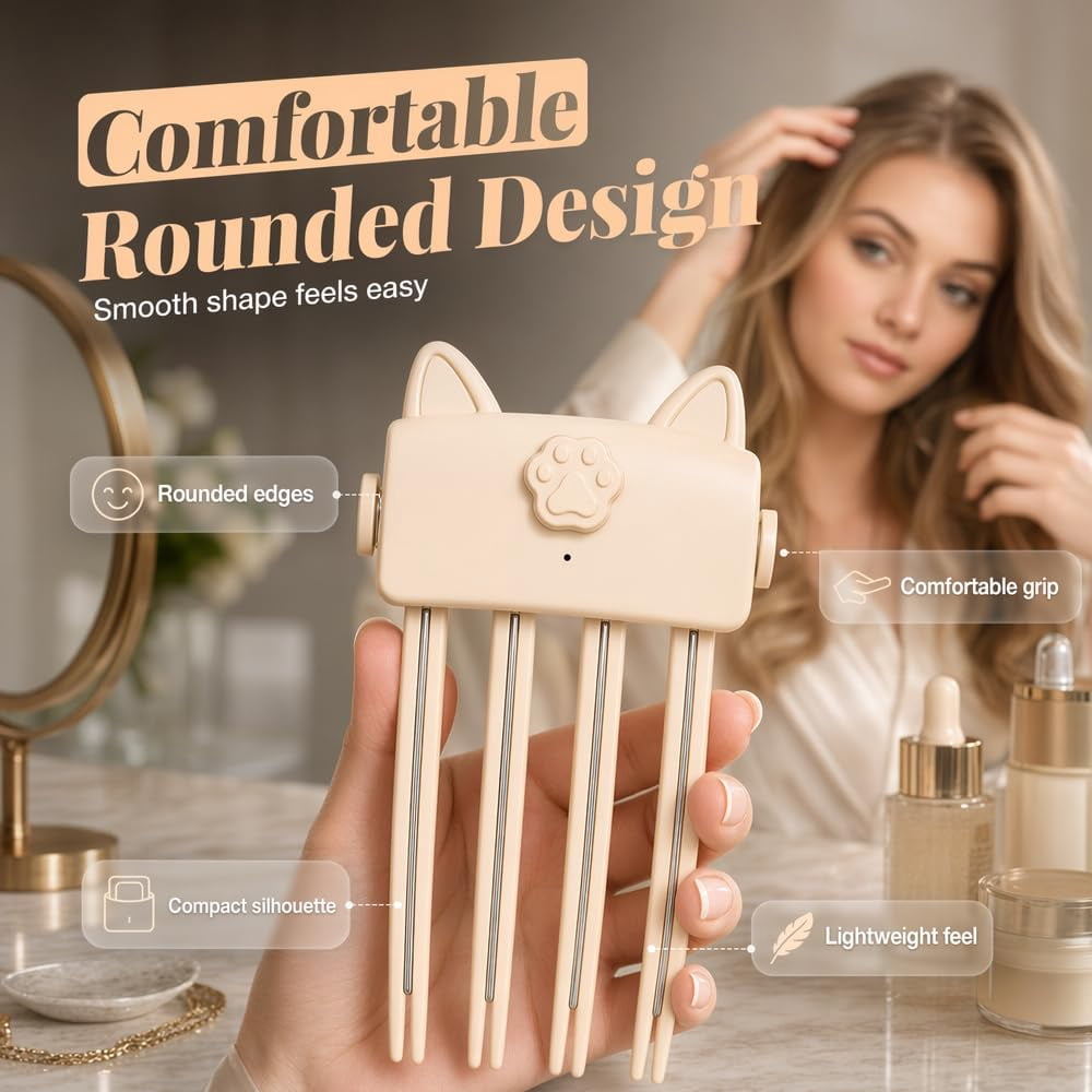 Heated Root Volumizer Clip, Pink Type‑C Rechargeable Hair Crown Lifting ...